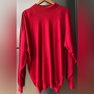Raffi Red Knit Sweater Made in Italy Cotton Modal Pullover XL